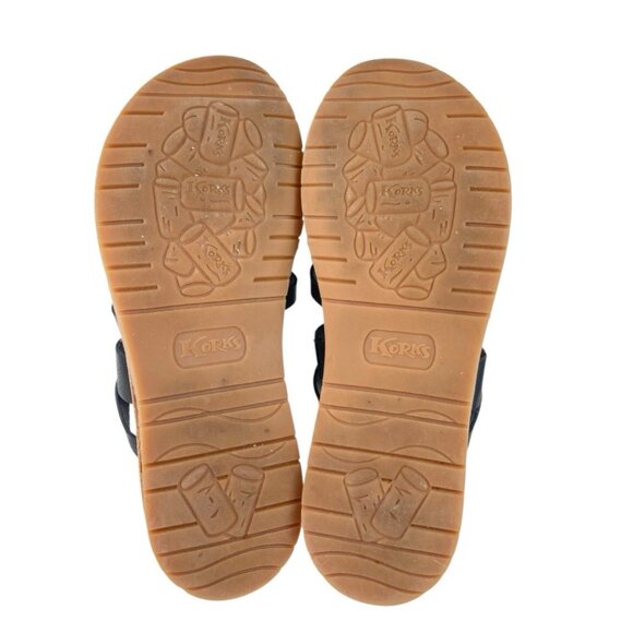 *Korks Khell Sandals Womens 8 Black Leather Strappy Slip On Flat Summer Comfort - Picture 9 of 12